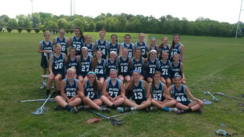 Atlantic U15 girls' lacrosse team members are in back (l-r) Brooke Bunting, Ryan Anderso, Leah Barry, Hannah Lewis, Mia Meacci, Alia Marshall, Jasmine Hall, Tessa Elling, Erin Cannon, Lizzie Finnegan and Morgan Johnson; middle, Jody Boyer, Madison Buchwald, Kaylie Truitt, Maci Silicato, Lindsey Monigle, Victoria Lockwood, Annie Judge, Jackie Cannon and Mia Carulli; front, Libby Baird, Katie Frederick, Christina Benson, Mary Grace Cannon, Abby Thomas and Zoe Kelly. SOURCE SUBMITTED